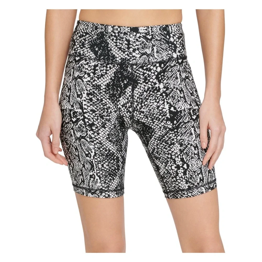 DKNY Sport High Waist Snake Skin Bike Shorts Size M - Picture 1 of 6